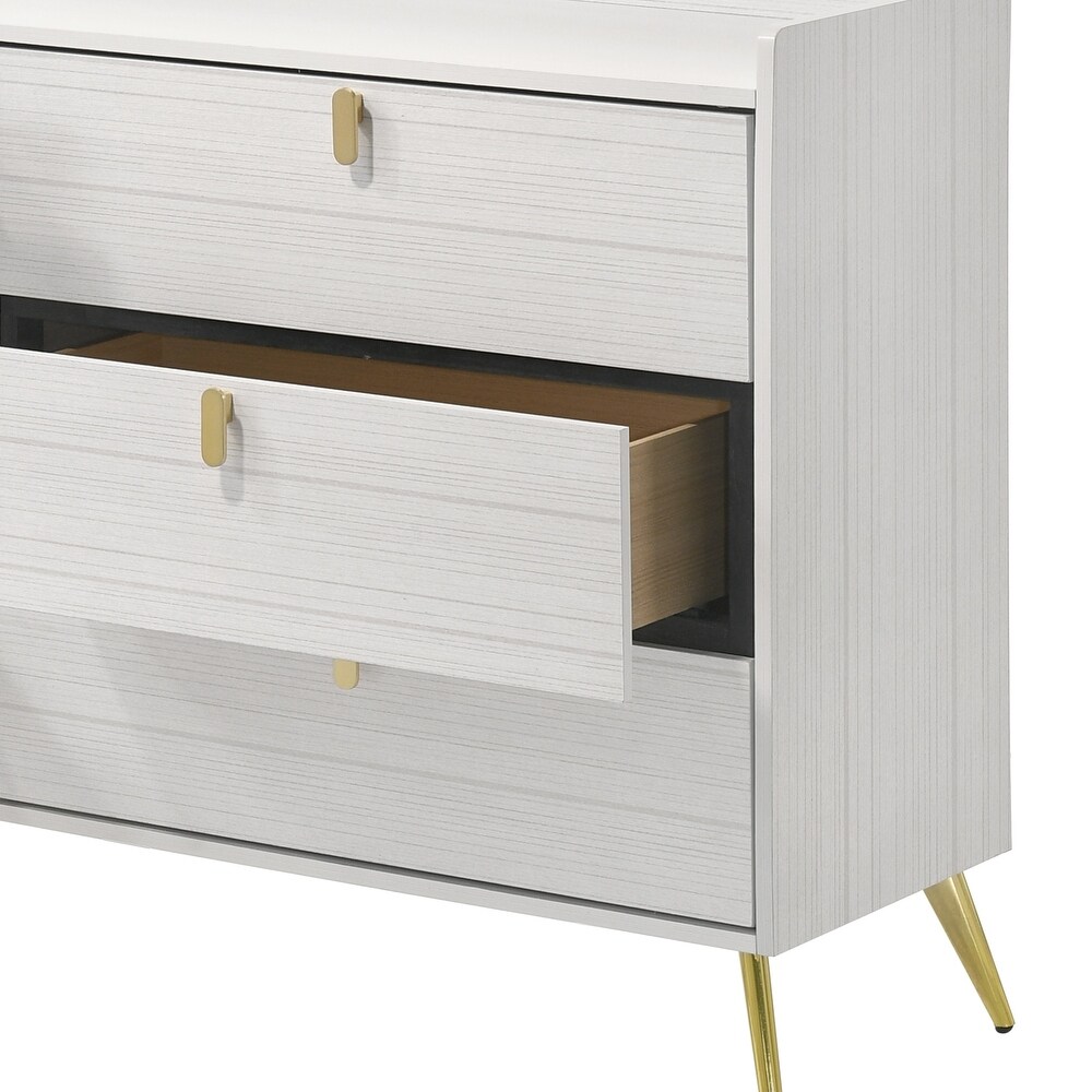 Sampson White and Gold 6 drawer Dresser