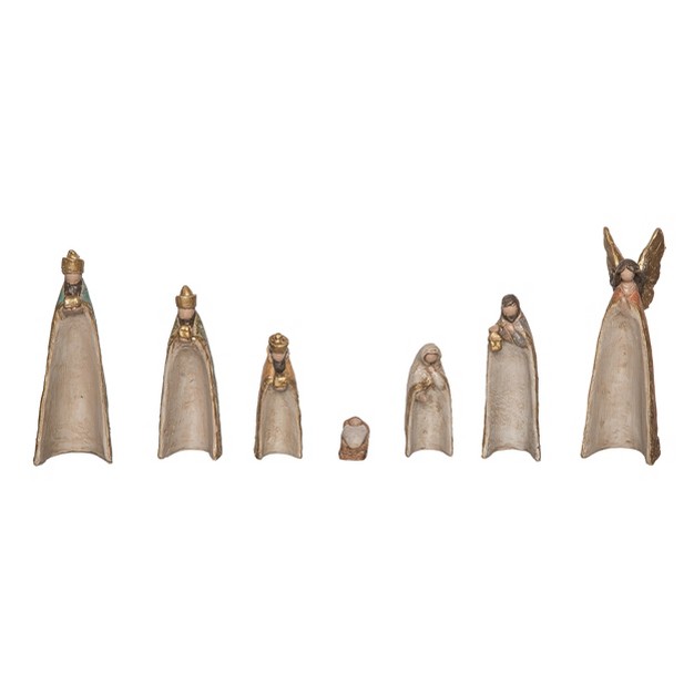 Transpac Resin 6 In Bronze Christmas Rustic Nativity Set Of 7