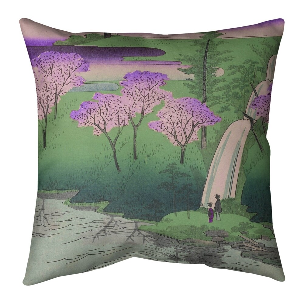 Porch   Den Utagawa Hiroshige 'Chiyogaike Pond' Throw Pillow