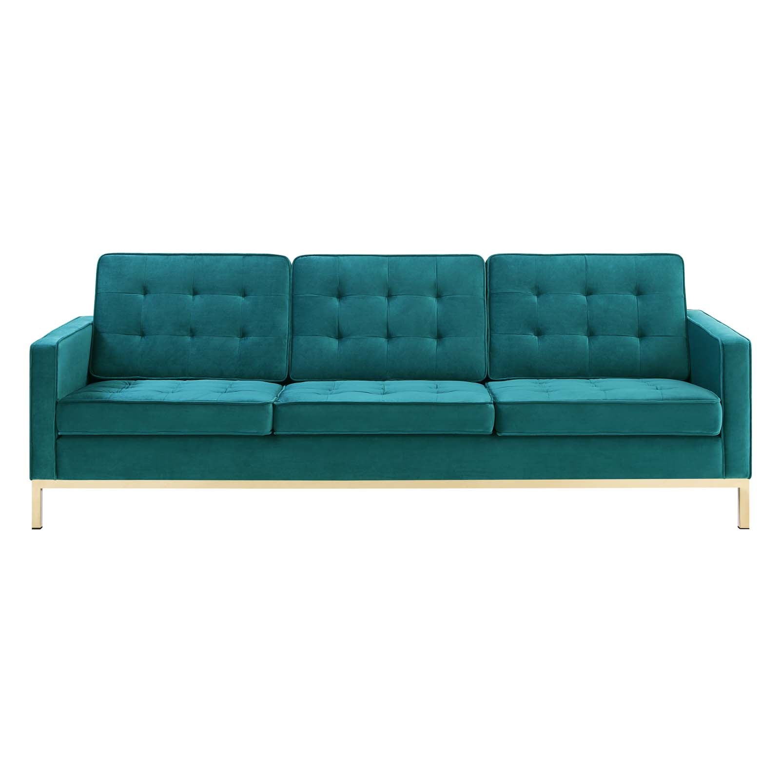 Loft Gold Stainless Steel Leg Performance Velvet Sofa-EEI-3387