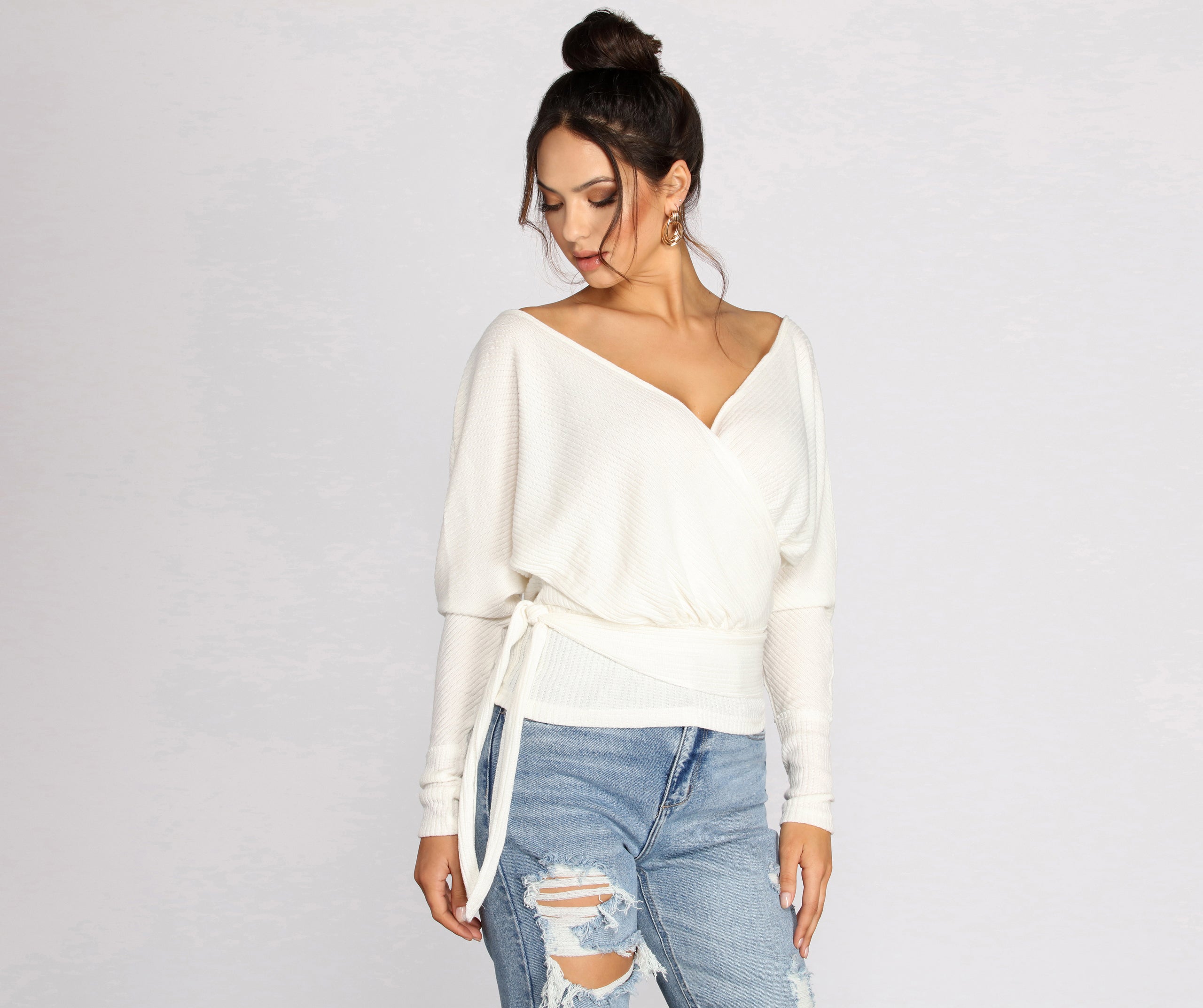 Wrapped In Knit Surplice Top