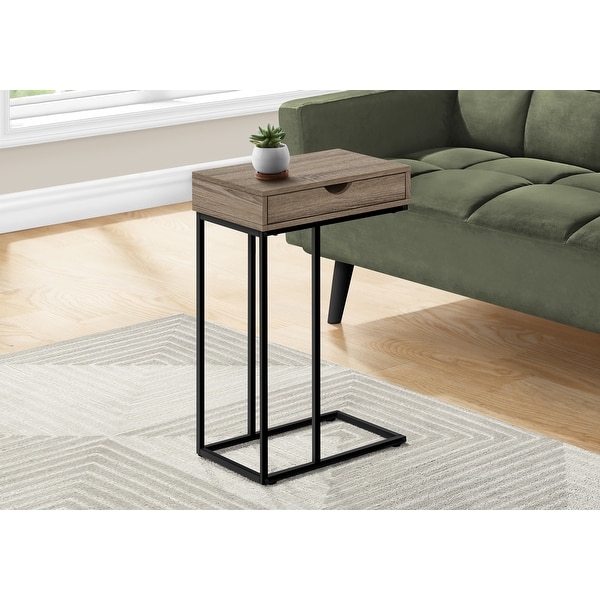 Accent Table， C-shaped， End， Side， Snack， Storage Drawer， Living Room， Bedroom， Metal， Laminate， Contemporary