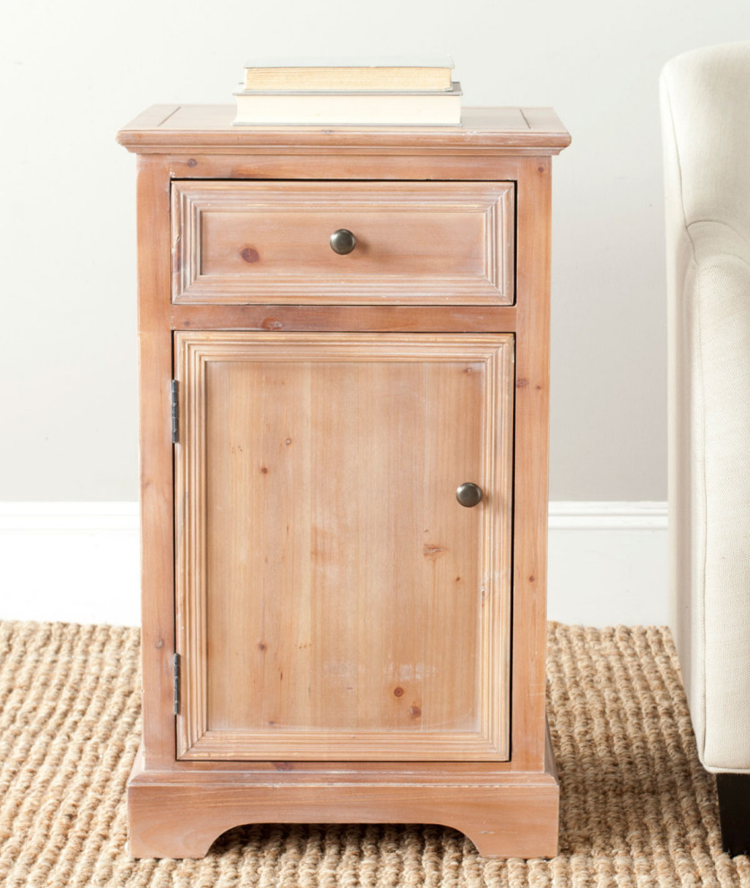 Romey Storage End Table With Drawer and Door Honey/Natural   Modern   Side Tables And End Tables   by Virgil Stanis Design  Houzz