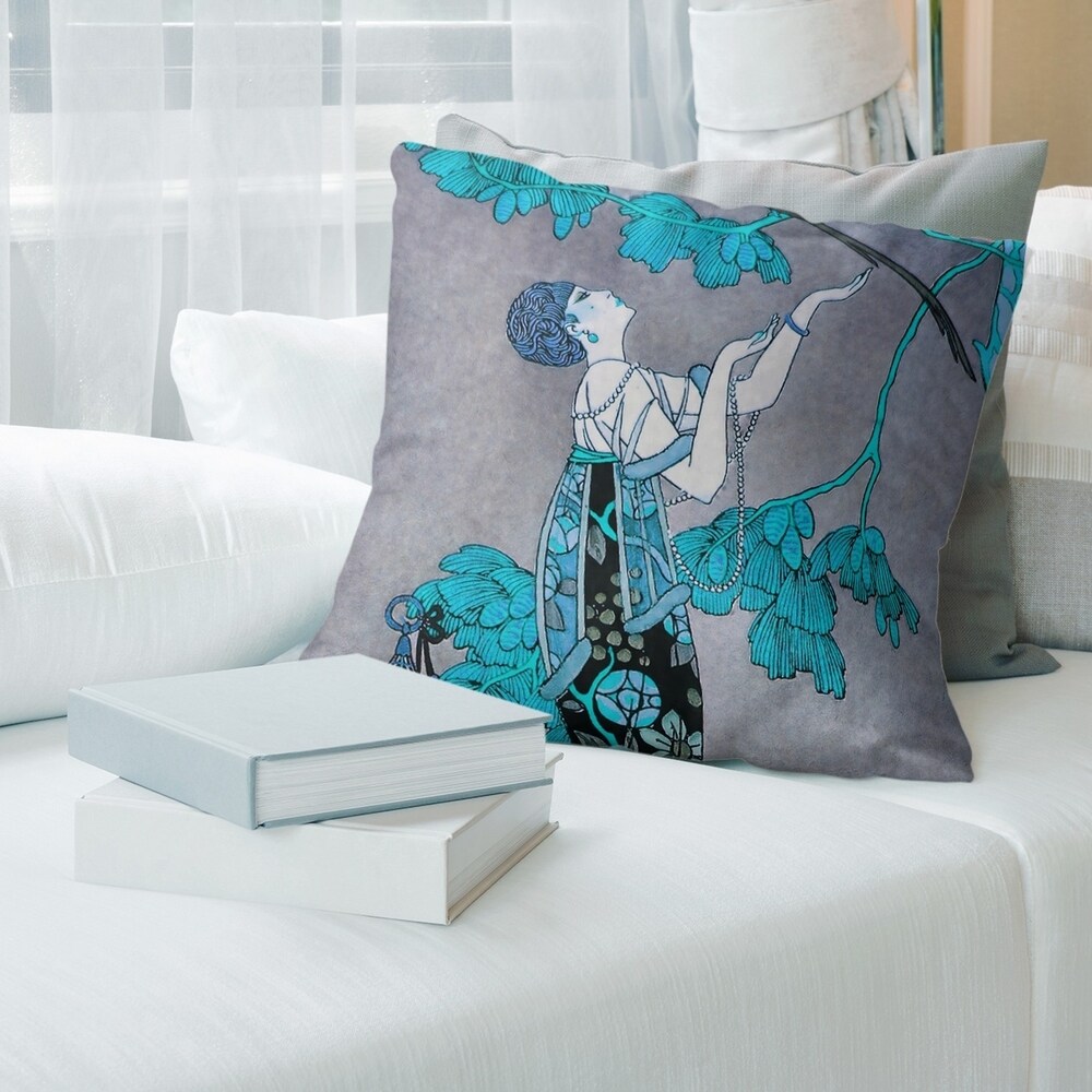 Porch   Den George Barbier 'Woman in Gray' Throw Pillow