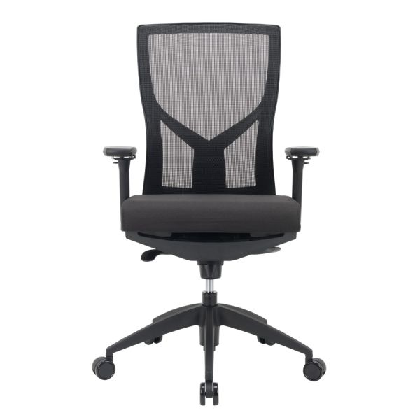 WorkPro Oceanic Mesh/Fabric Ergonomic High-Back Executive Chair， Black， BIFMA Certified