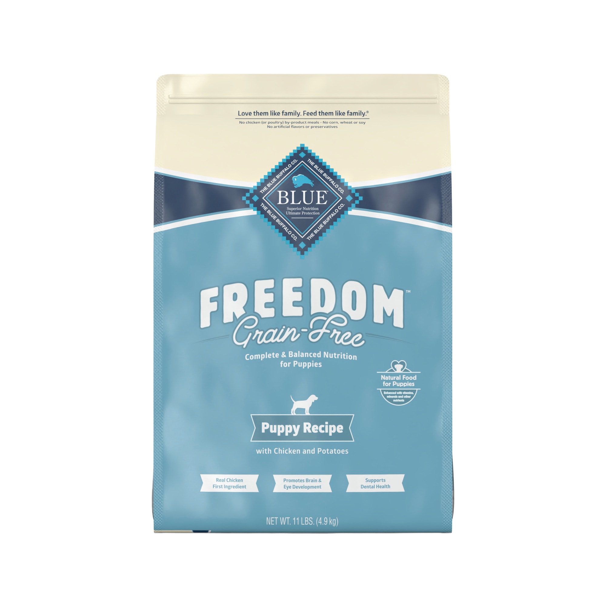 Blue Buffalo Blue Freedom Grain-Free Puppy Chicken Recipe Dry Dog Food， 11 lbs.