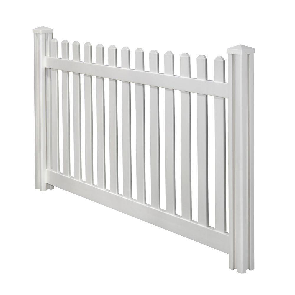 WamBam Fence 4 ft. H x 7 ft. W Premium Vinyl Classic Picket Fence Panel with Post and Cap VF13003