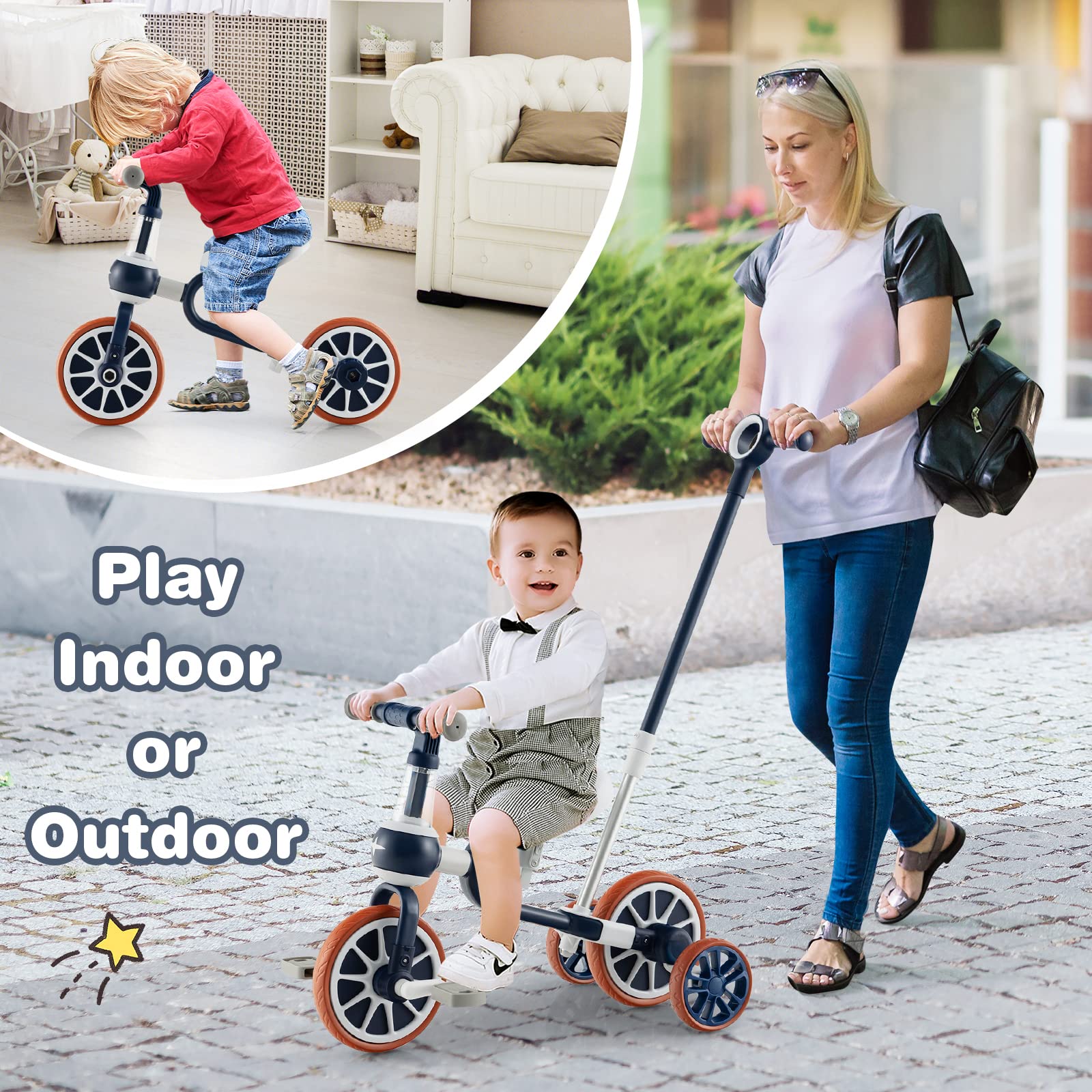 Costzon  4 in 1 Tricycle for Toddlers Age 2-4, Kids Trike Baby Balance Bike