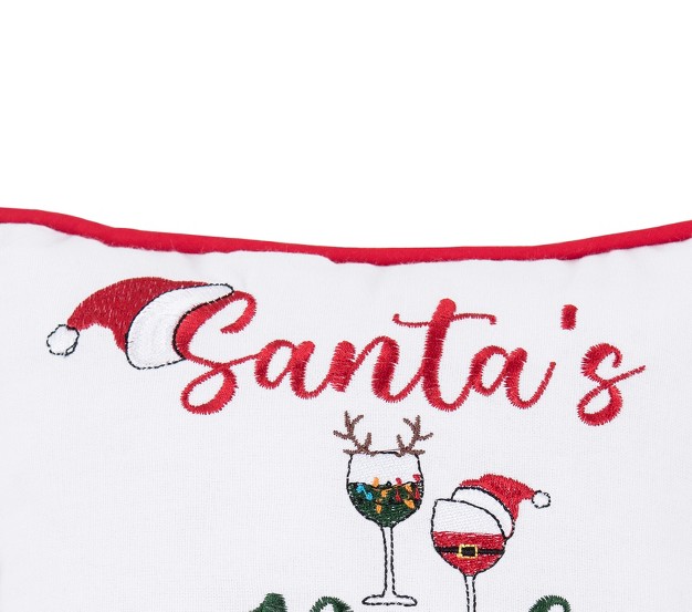 X 10 quot quot santa x27 s Real Helpers quot Christmas Sentiment Embroidered Petite Accent Pillow