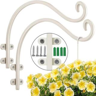 Cubilan 12 in. Wall-Mounted Plant Bracket Outdoor White Plant Hooks for Hanging Flower Baskets (4-Pieces) Metal B08T7NLBFK