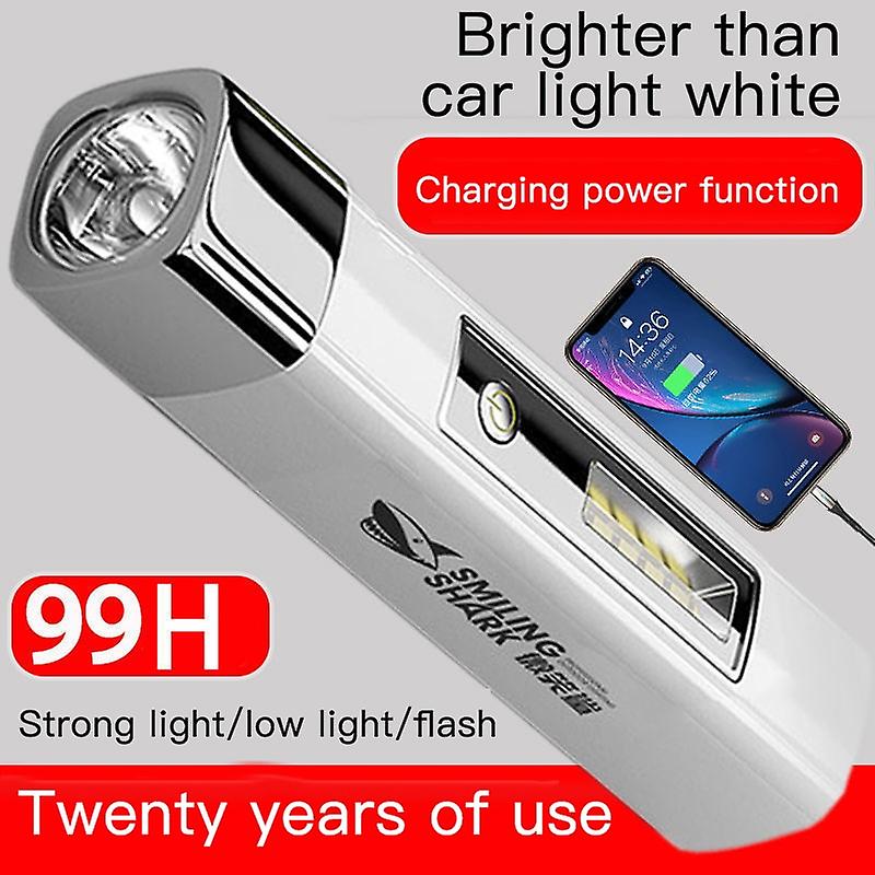 Smile Shark Mini Glare Flashlight Floodlight Side Light Portable Rechargeable Torch Power Bank