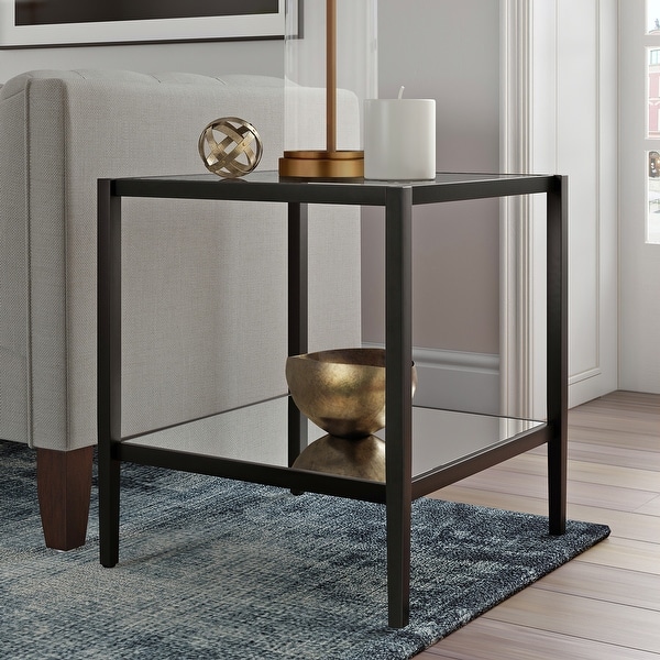 Hera 20'' Wide Square Side Table with Mirror Shelf