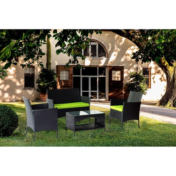 4 Piece Patio Outdoor Rattan Furniture for Garden - Overstock - 37028747