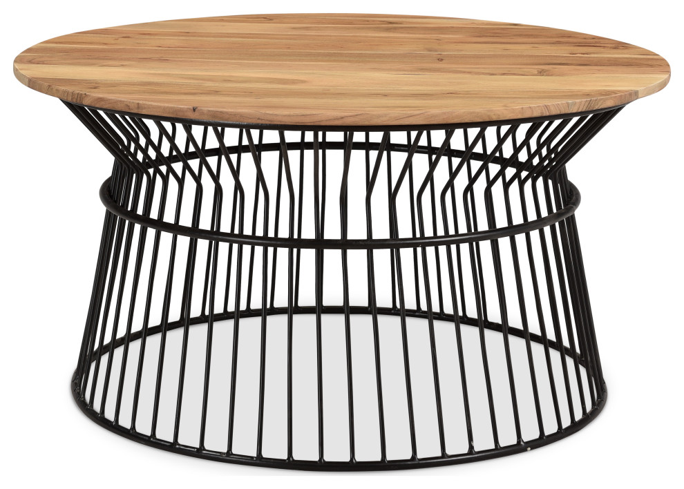 Finch Round Coffee table in Acacia wood 33 quot  Industrial   Coffee Tables   by Timbergirl  Houzz