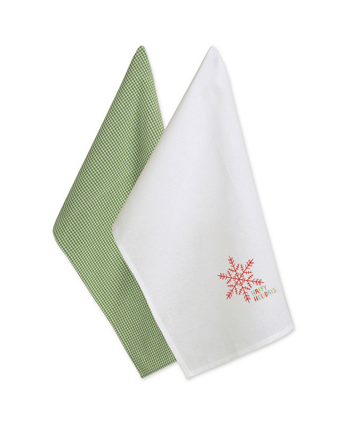 Design Imports Check Happy Holidays Dishtowel Set