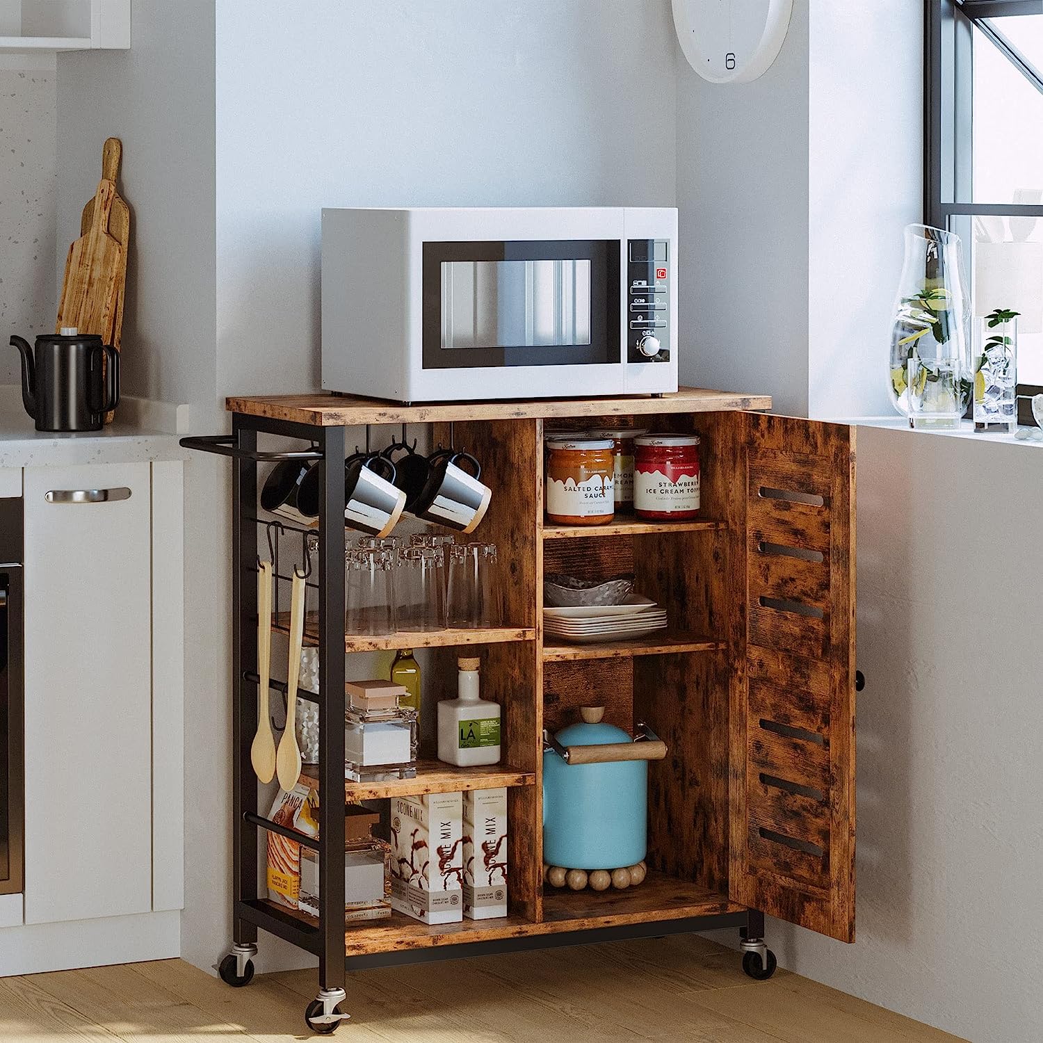 Storage Cabinet with Charging Station and Wheels, 31.5