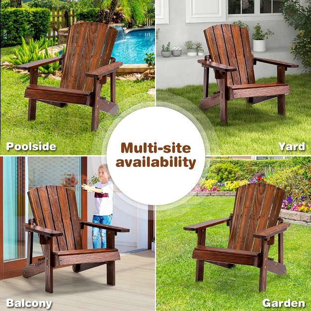 Costway 110 Lbs Capacity Kid x27 s Adirondack Chair Patio Wood High Backrest Arm Rest