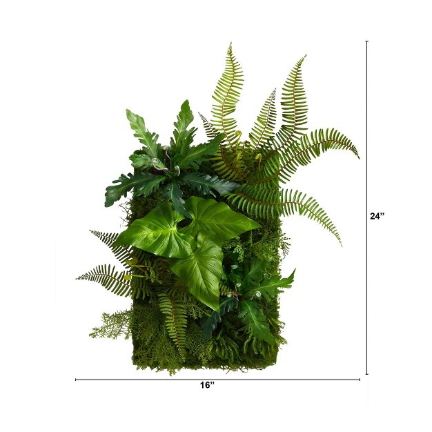 Nearly Natural 24-in X 16-in Mixed Foliage Artificial Living Wall