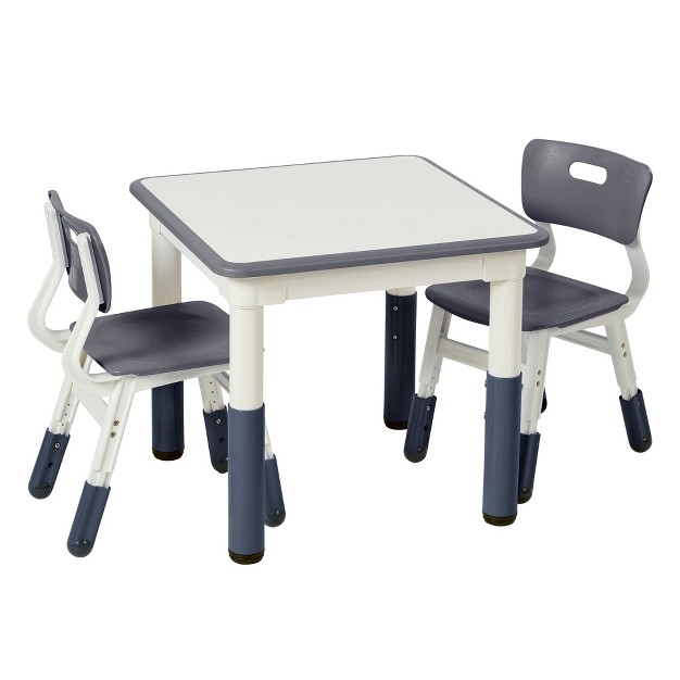 Onesstop Square Resin Dry erase Adjustable Activity Table With 2 Chairs 3 piece Set