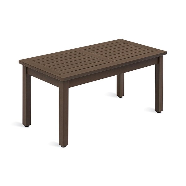 Outdoor Coffee Table Rectangle，HDPS Patio Coffee Tables for Outside，All Weather Patio Coffee Table with Slatted Tabletop