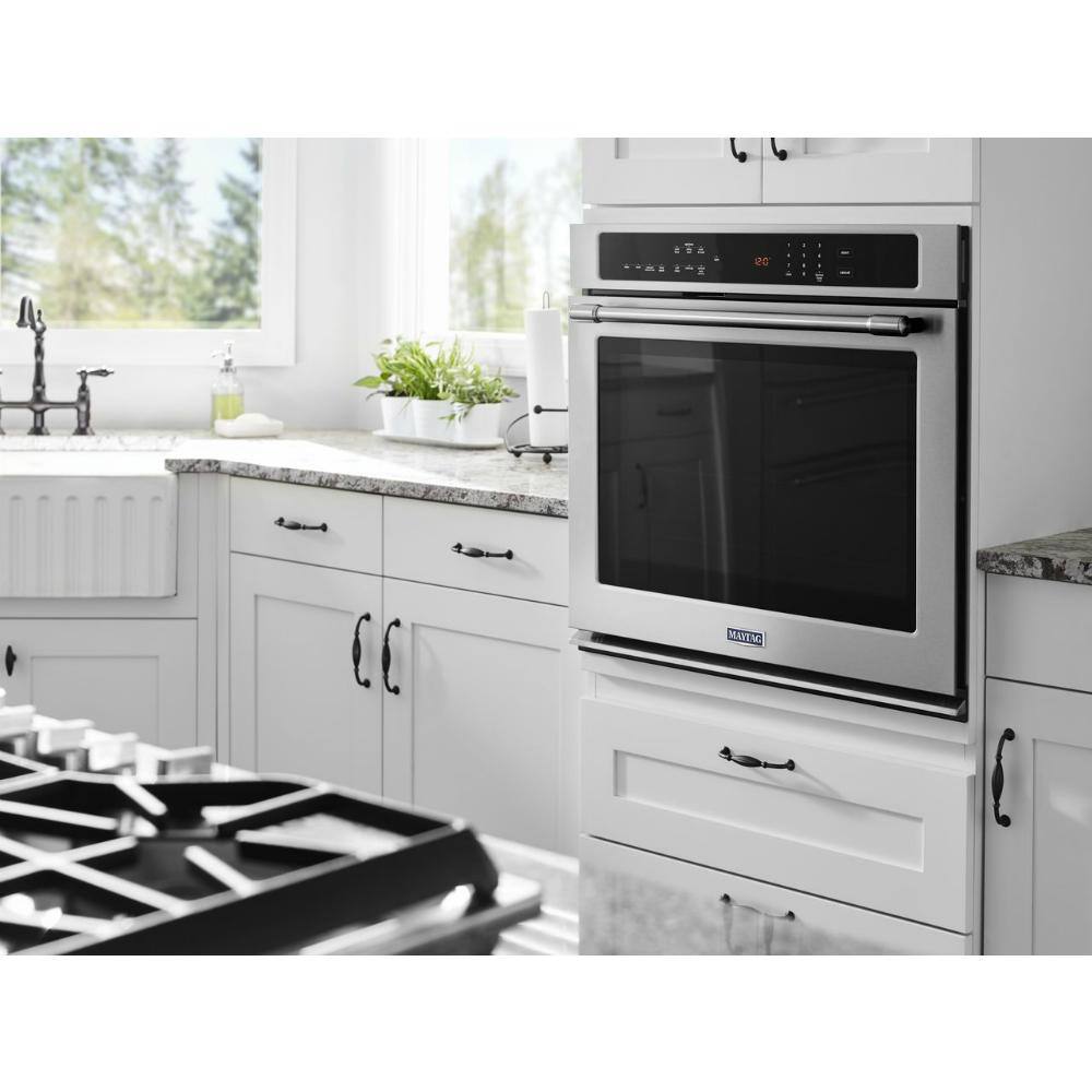 Maytag 27 in. Single Electric Wall Oven with True Convection in Fingerprint Resistant Stainless Steel MEW9527FZ