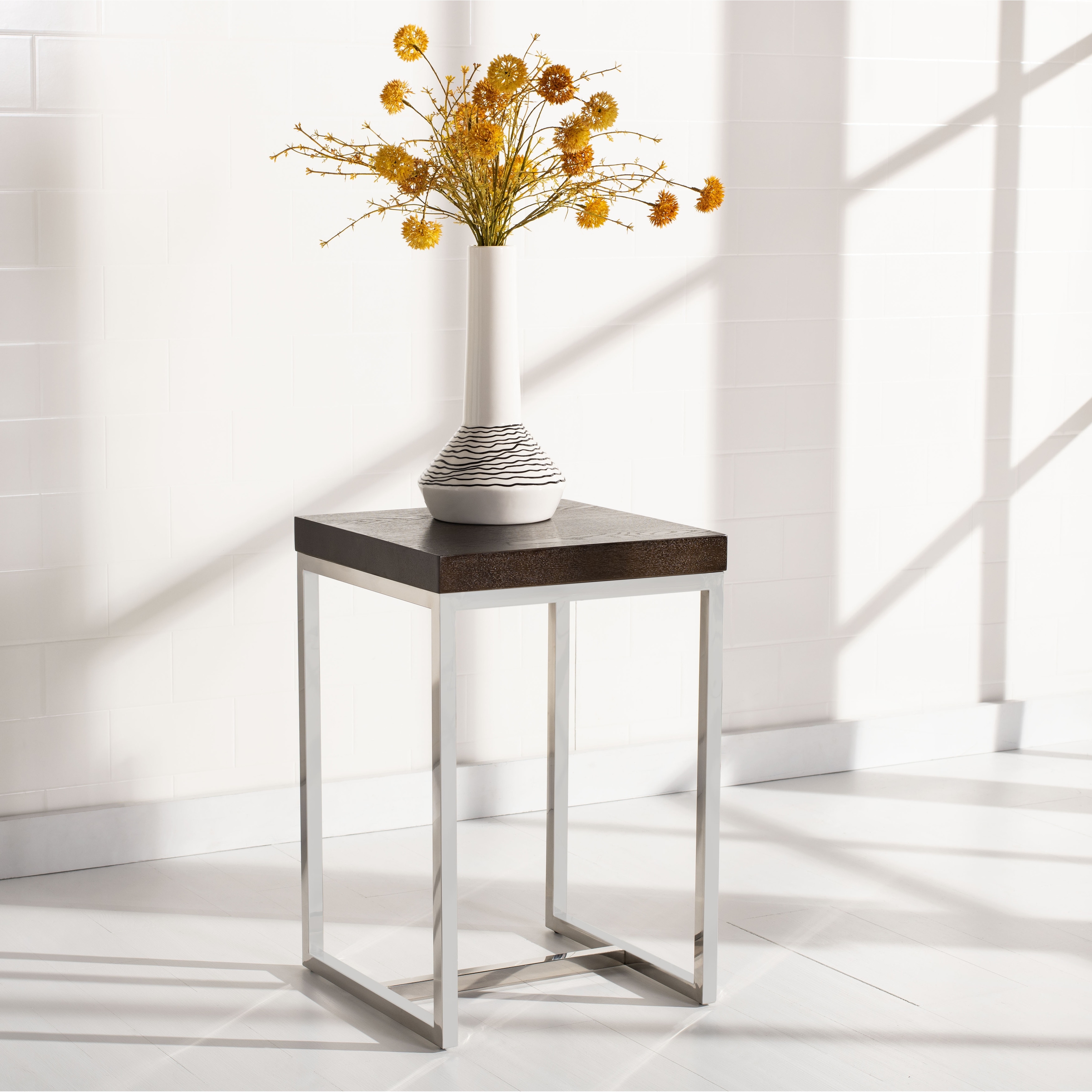 SAFAVIEH Couture High Line Collection Turner Stainless Steel Square End Table - 15.7