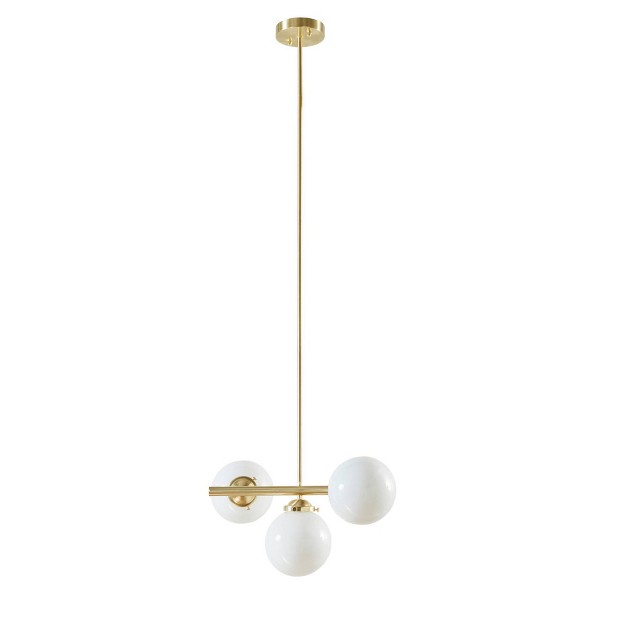 3 light Aurelia Chandelier With Frosted Glass Globe Gold Ink ivy