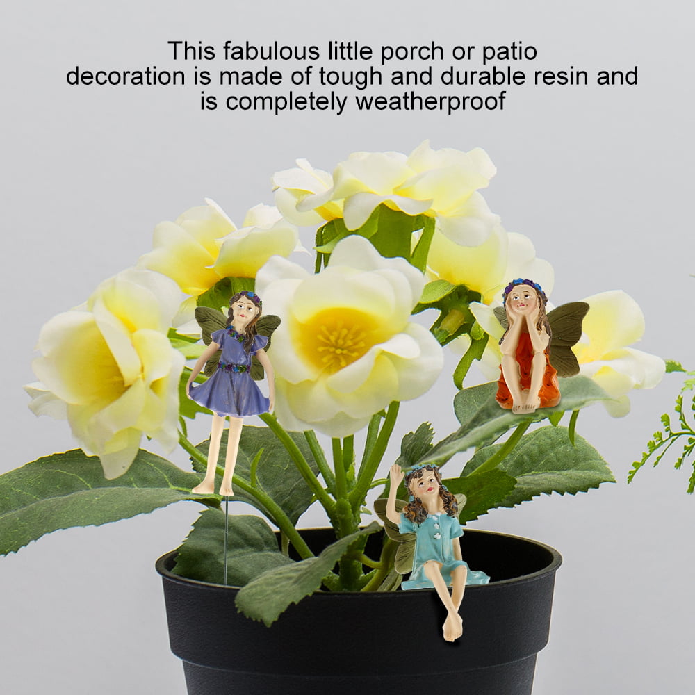 Willstar Miniature Fairies Figurines Accessories-6pack Camping Kit Fairies Flower Pot Resin Fairy Garden Figurines Angel Accessories Ornaments for Outdoor Decor