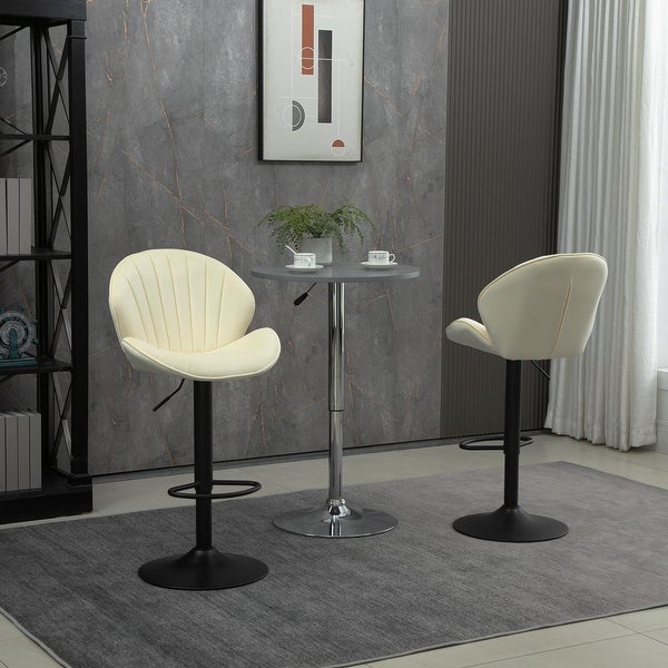 Bar Stools Set of 2 - Adjustable Barstools with Back and Footrest