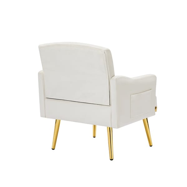 Accent Chair Tufted Armchair， Velvet Fabric Upholstery Accent Chairs with Metal Legs