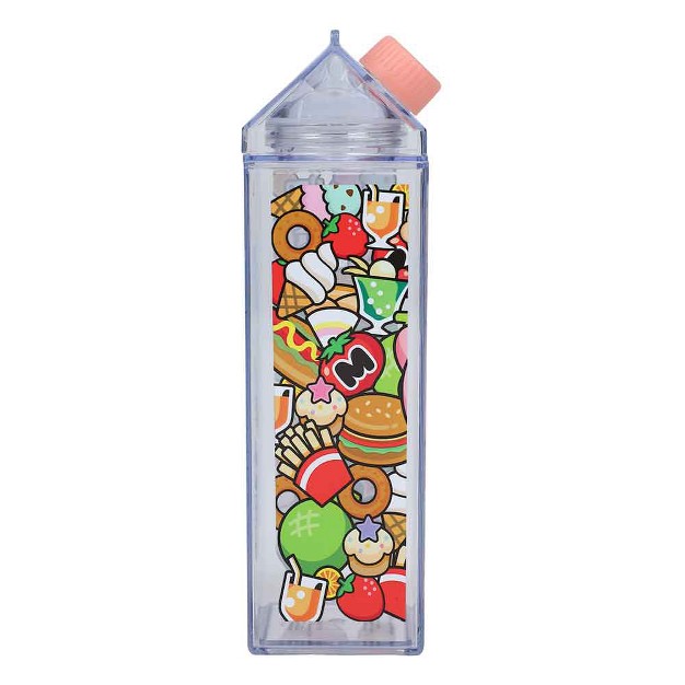 Kirby Food Pile amp Blue Kanji Letters 17 Oz Transparent Plastic Milk Carton