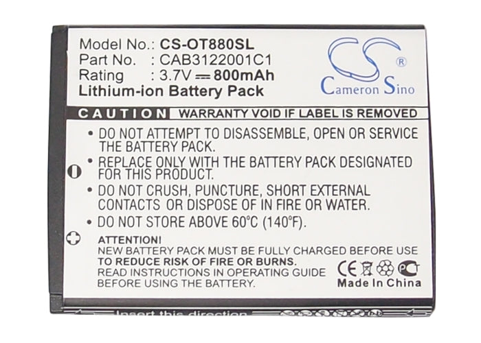 Alcatel A392 A392G Miss Sixty One Touch 2005 One T Replacement Battery BatteryClerkcom Mobile Phone