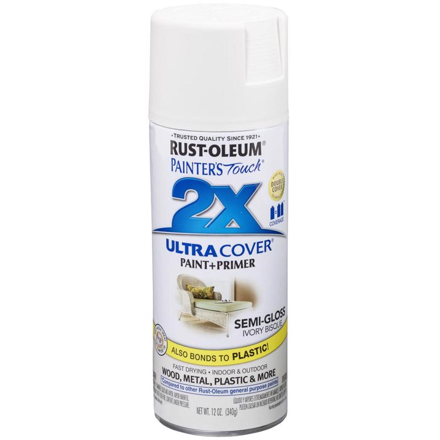 Rust-Oleum Painter\u0027s Touch 2X Ultra Cover Semi-Gloss Ivory Bisque Spray Paint 12 oz