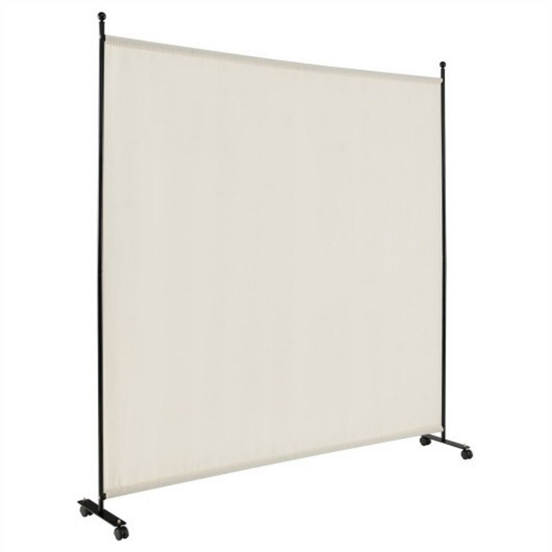 6 Feet Single Panel Rolling Room Divider with Smooth Wheels