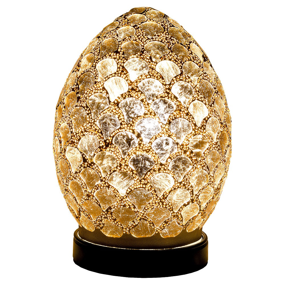 Febland LM77CG Gold Mosaic Glass Vintage Egg Table Lamp 20cm