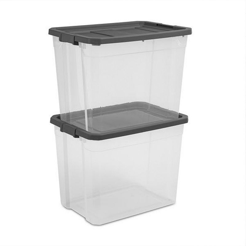 Sterilite 108 Qt. Clear Stacker Storage Container Tote w/ Latching Lid， (4 Pack)