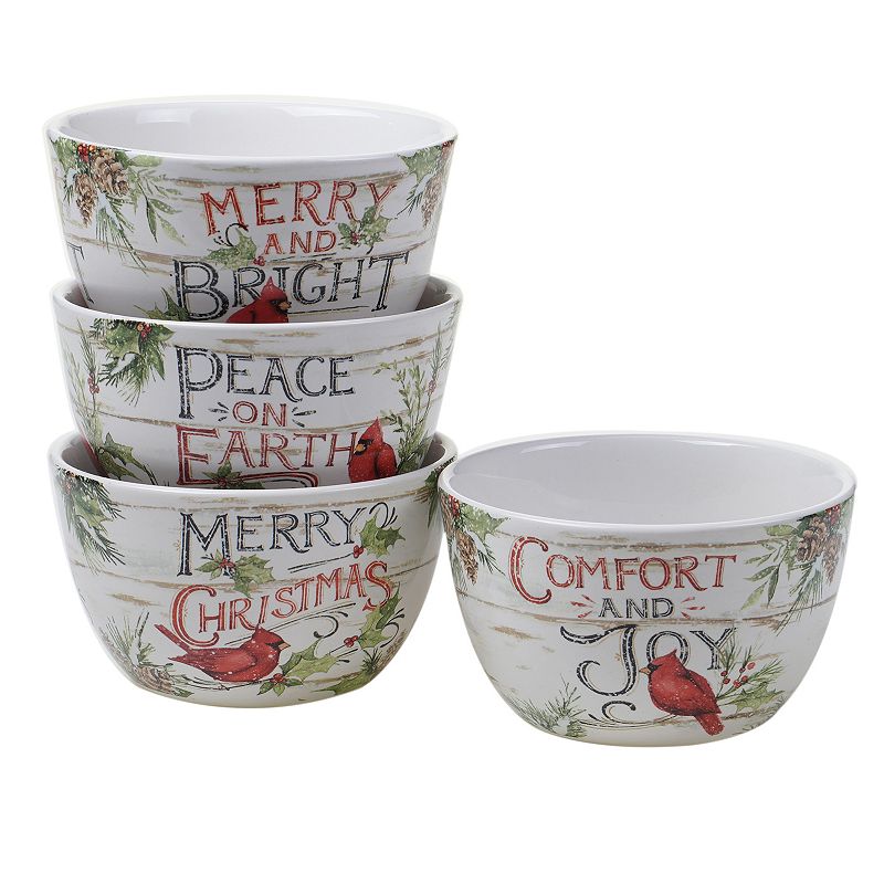 Certified International Evergreen Christmas 4-pc. Ice Cream Bowl Set