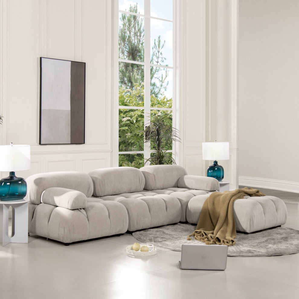 Marcel 109.5 quotModular Modern 4 Piece Reversible Sectional Sofa   Transitional   Sectional Sofas   by Jennifer Taylor Home  Houzz