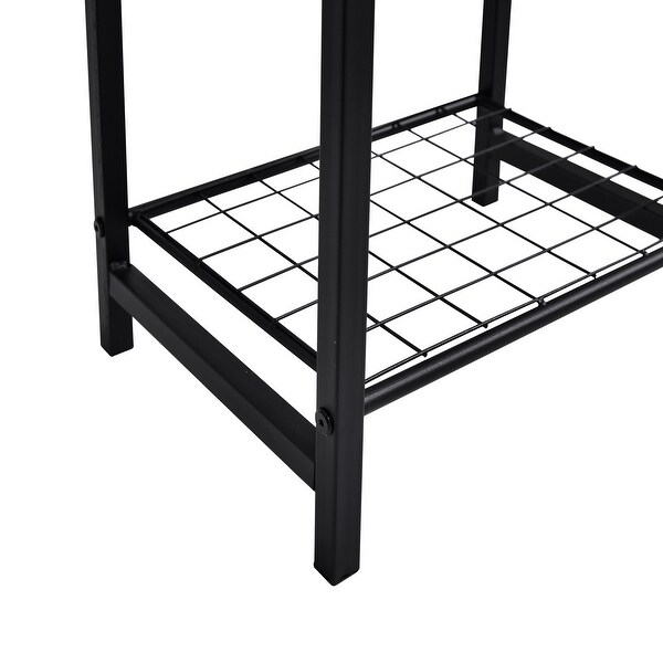 2-Tier End Table， Industrial Side Table Nightstand with Metal Frame - - 35974979