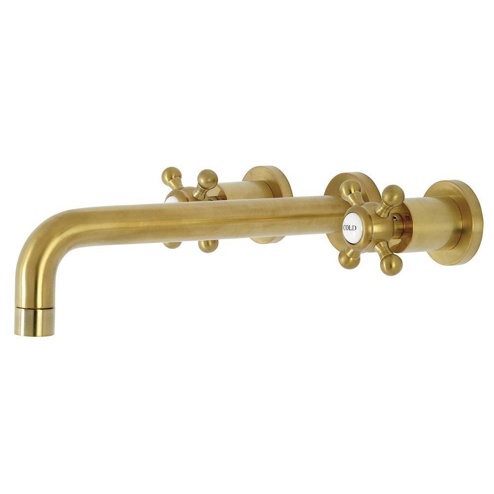 Kingston Brass Metropolitan 2-Handle Wall Mount Roman Tub Faucet in Brushed Brass HKS8027BX