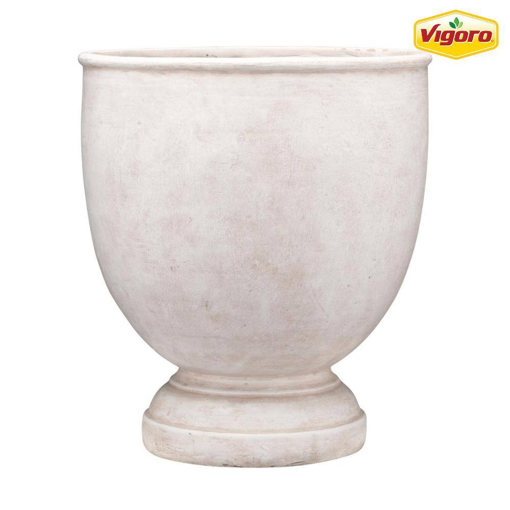 Vigoro 16 in. Wilton Large White Stone Resin Urn Planter (16 in. D x 18 in. H) With Drainage Hole HDR-094241