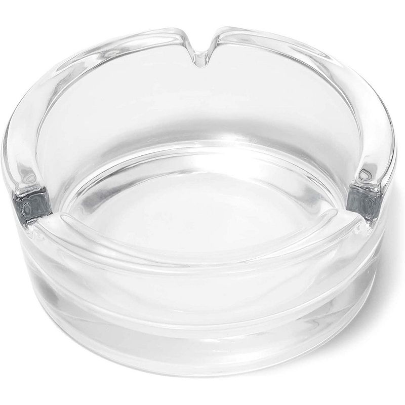 6 Pack Bulk Clear Glass Ashtrays for Cigarettes and Cigars， Outdoor and Indoor Use (4 x 1.5 In)