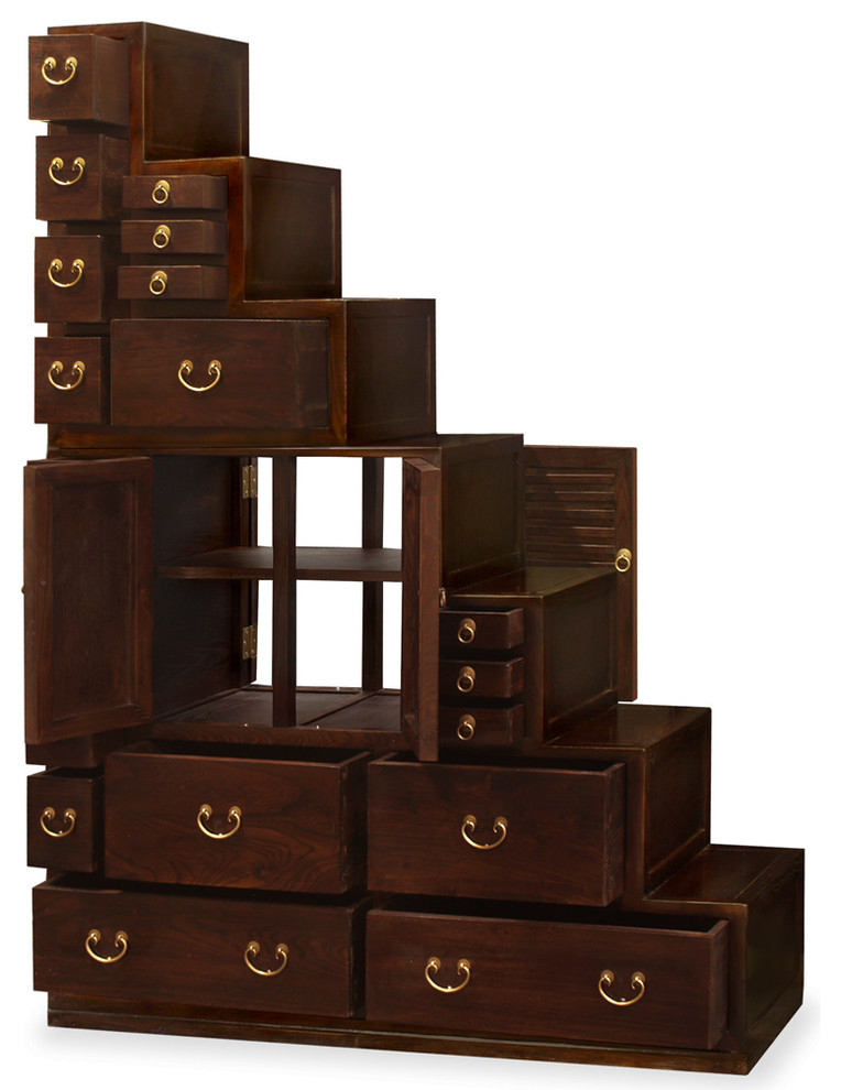 Dark Espresso Finish Elmwood Grand Japanese Step Tansu Chest   Asian   Accent Chests And Cabinets   by China Furniture and Arts  Houzz