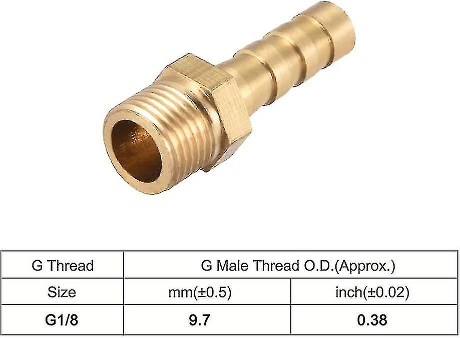 5pcs Brass Hose Barb Hose Connector Adapter 6mm Barbed X 1/8