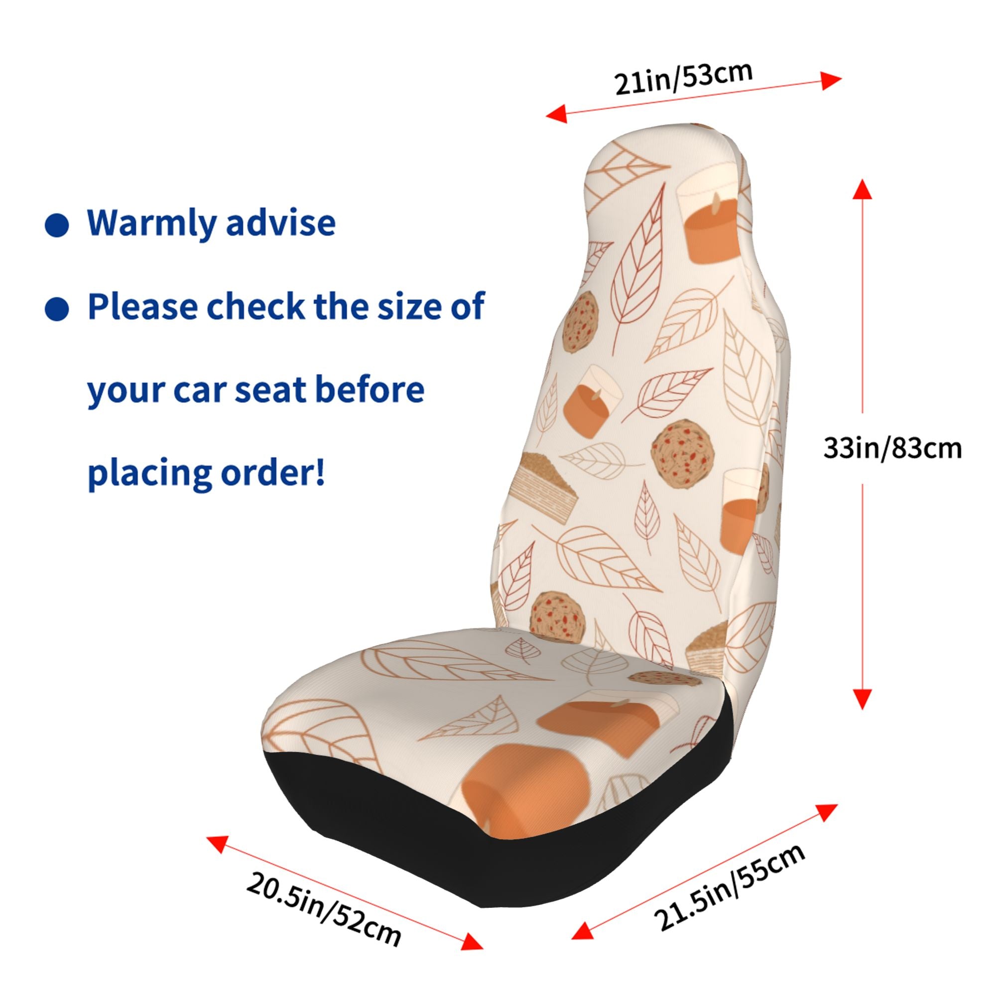 ZICANCN Car Seat Covers Front Seats Only，Leaf Cake Design Illustration Automotive Seat Covers Protectors for Cars Trucks Suv 2 Pack