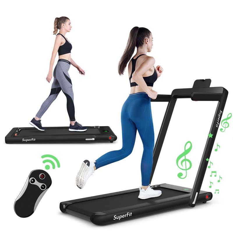 2 in 1 Folding Electric Treadmill for Home Gym, 2.25HP Under Desk Treadmill, Portable Walking Running Machine with Bluetooth Speaker