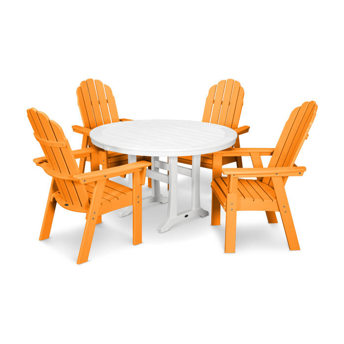 Polywood Vineyard Curveback Adirondack 5-Piece Nautical Trestle Dining Set PWS401-1