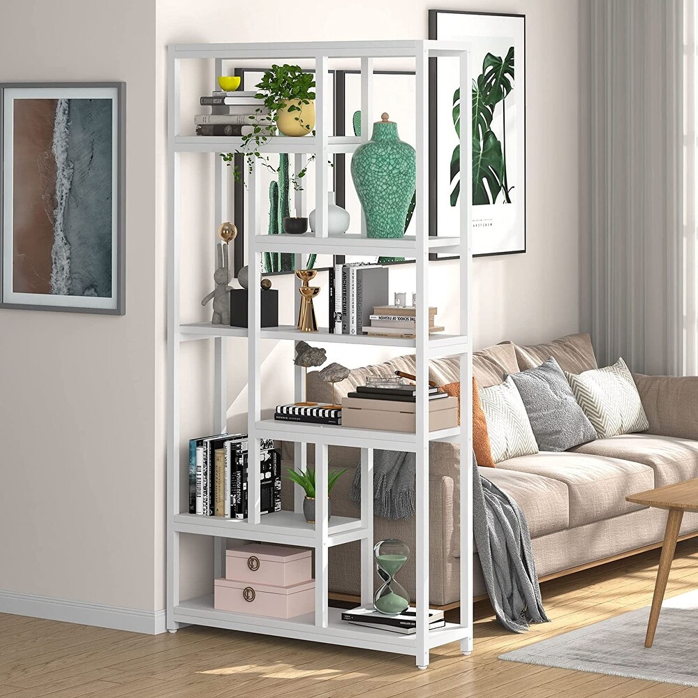 7 Tier Bookshelf  78.7 inch Tall Bookcase with 10 Open Storage Shelves   39.37”(L) x 11.8”(D) x 78.74”(H)