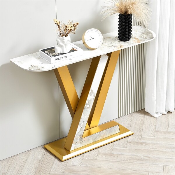 Console Table，Exquisite Shape Design w/ Adjustable Foot Pads