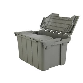 HDX 12 Gal. Commercial Flip Top Storage Tote in Gray 206202